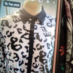 About a Girl Plus Size 2X Collard Cheetah Print Blouse